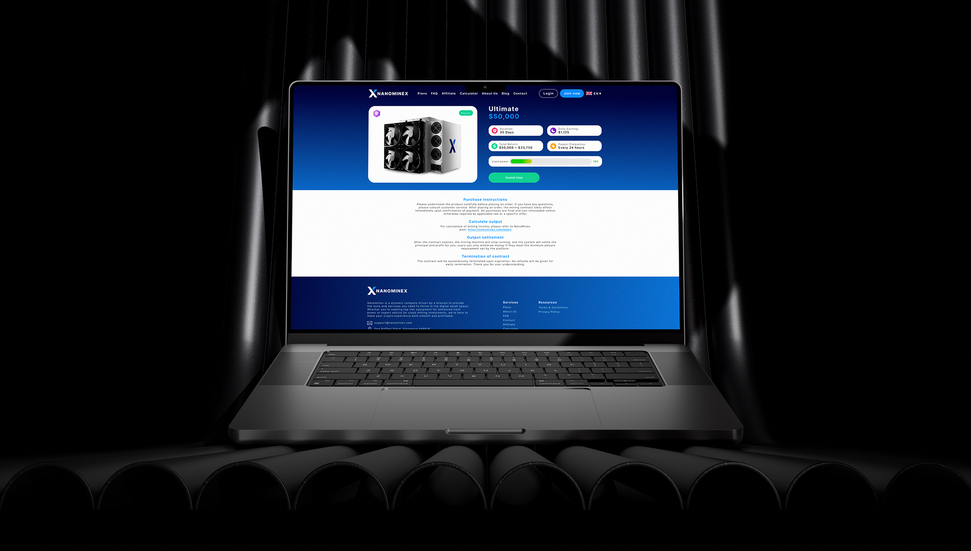 FioBit cloud mining dashboard on mobile device